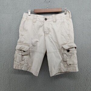 Abercrombie & Fitch Cargo Shorts Mens 30 Beige Stone Khaki Drawstring Button Fly